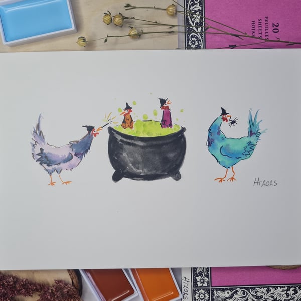 Mini Halloween Chicken Painting: Spooky Whimsical Art