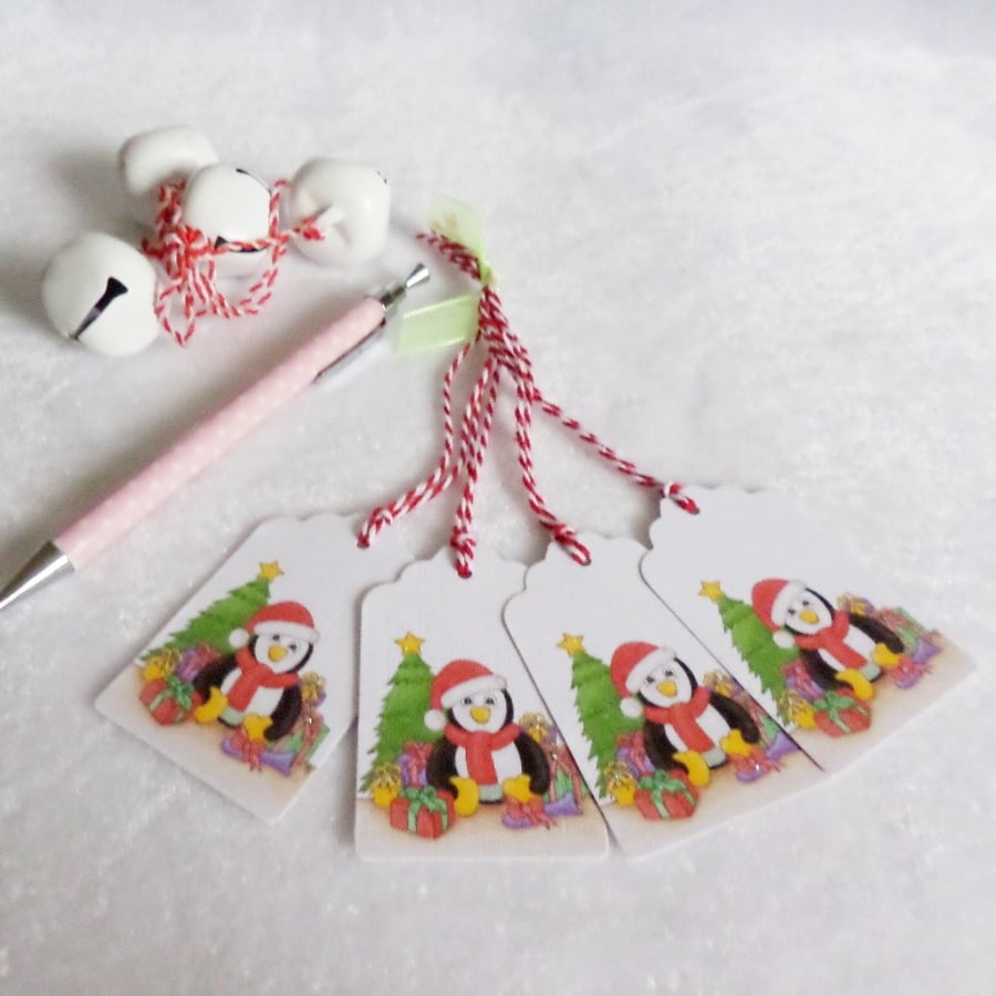 Penguin Christmas Gift Tags - set of 4 gift tags