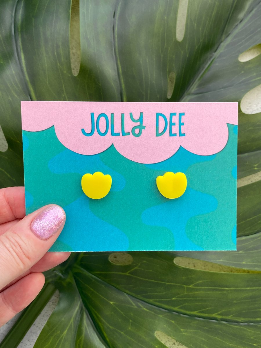 Yellow flower stud earrings, simple floral earrings gifts for her, unique cute