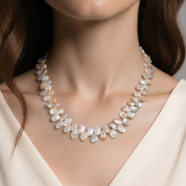 Keshi Freshwater Pearl Necklace in Sterling Silver