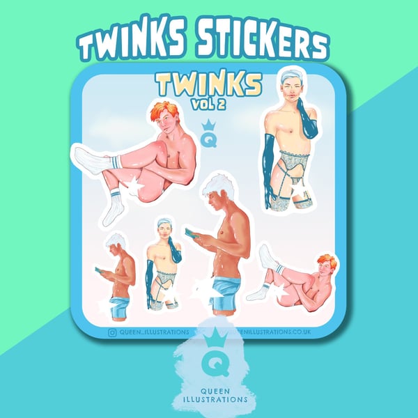 TWINKS VOL 2. Waterproof vinyl gay stickers