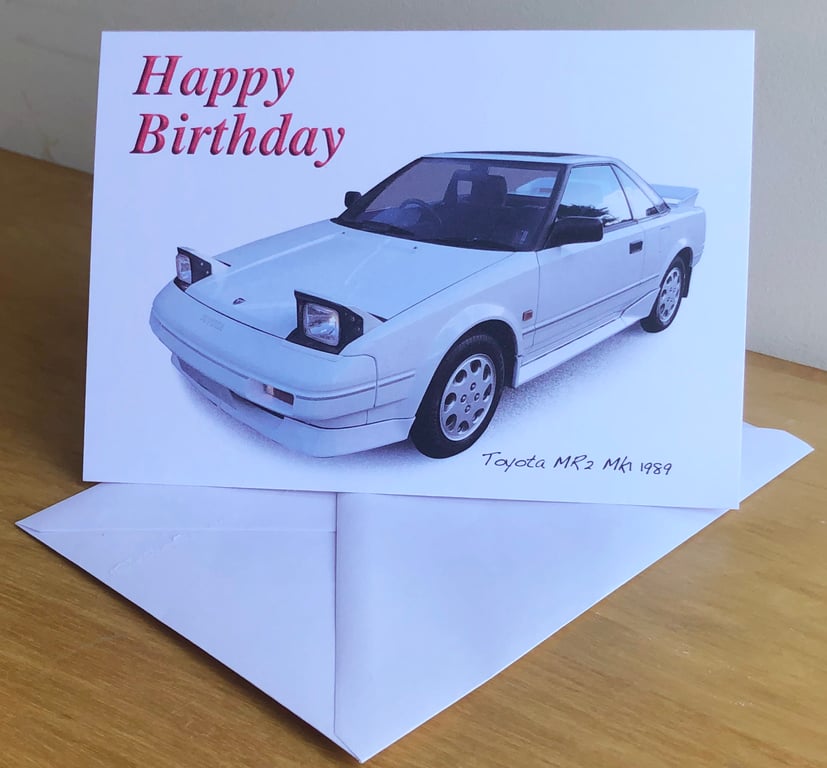 Toyota MR2 Mk1 1989 (White) - Birthday, Anniversary, Retirement or Plain Card