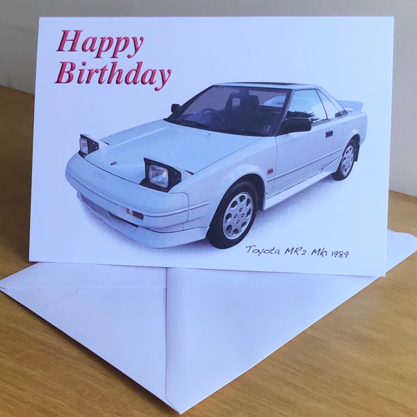 Toyota MR2 Mk1 1989 (White) - Birthday, Anniversary, Retirement or Plain Card