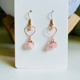 Rose Quartz heart earrings 