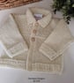 Designer 95% Merino Wool Hand Knitted Baby Jacket & Booties Set 0-3 months  - Image 7