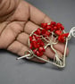Red Coral Tree of Life Shawl Pin: Silver Plated Copper Hair Slide, - Folksy