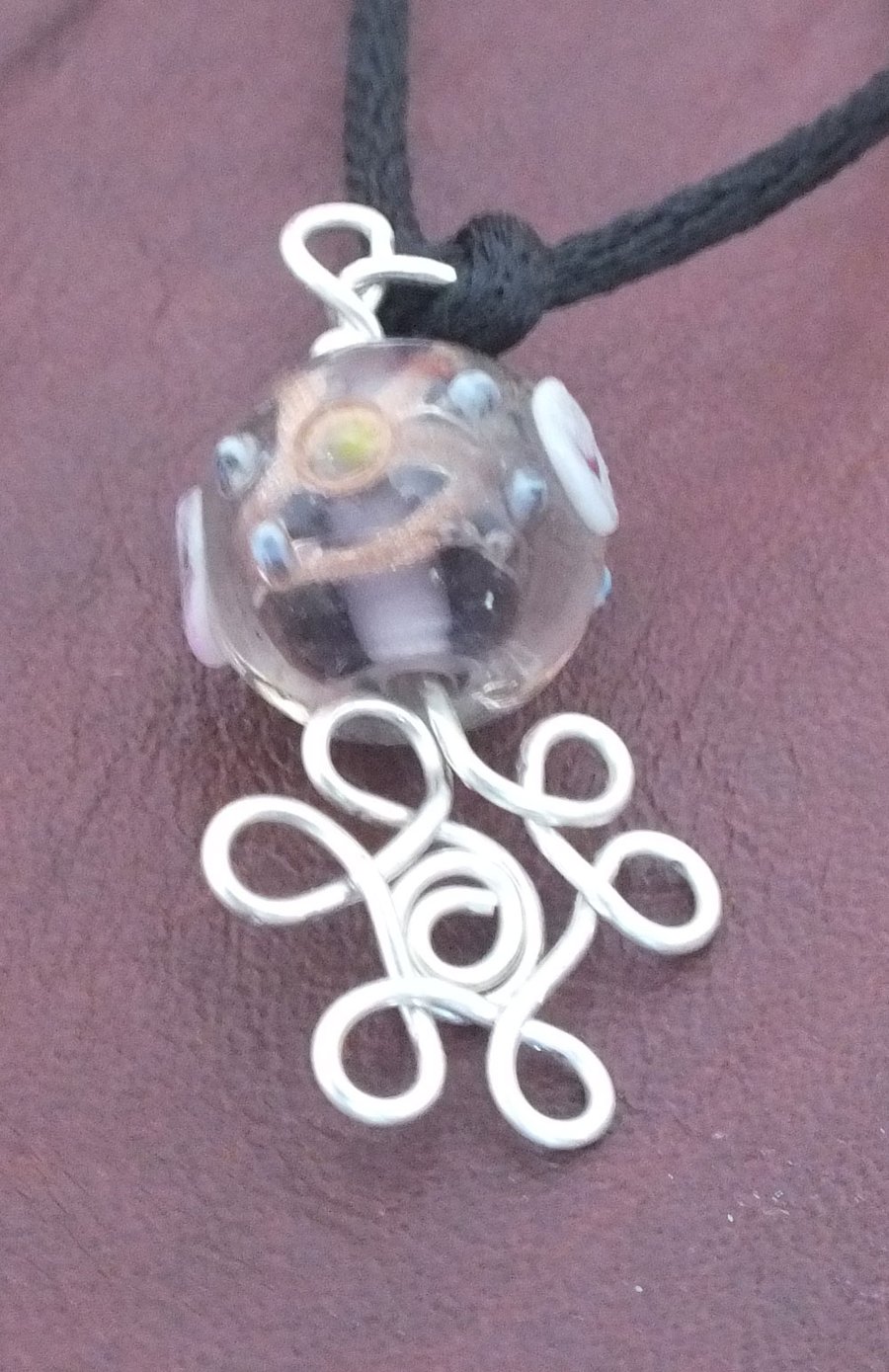 Fused glass bead pendant