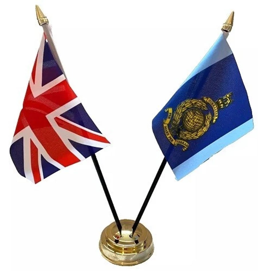 40 Commando Royal Marines & Union Jack Friendship 2 Flag 12" Table Display