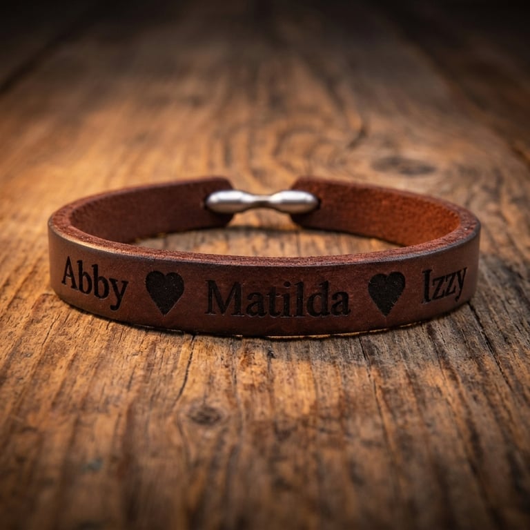 Personalised Leather Bracelet with Optional Secret Message - Free Delivery