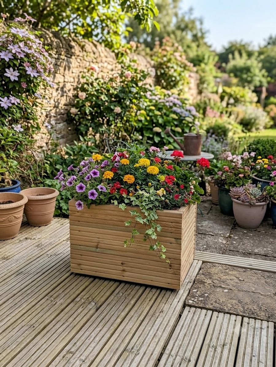 Reclaimed Wood Garden Planter - Decking Board Planter, Pressure Treated
