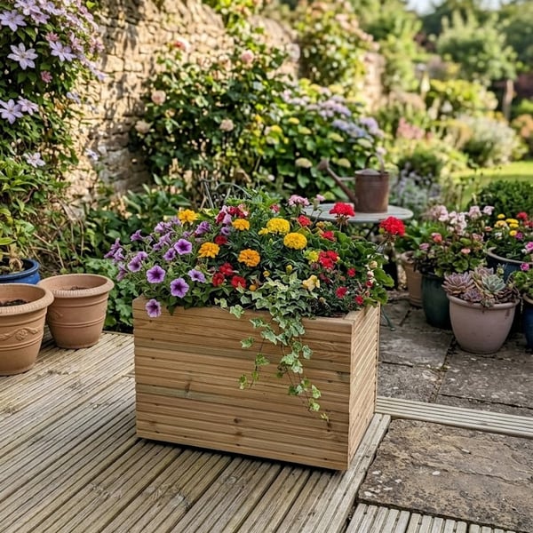 Reclaimed Wood Garden Planter - Decking Board Planter, Pressure Treated
