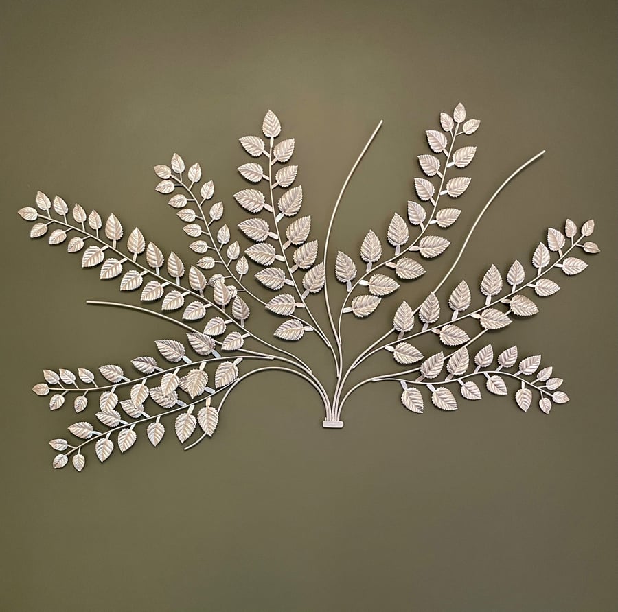 metal wall art - silver leaf modern decor