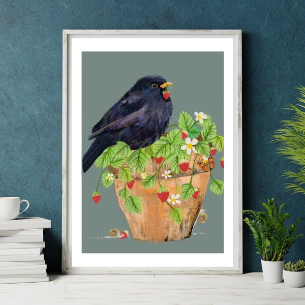 The Strawberry Thief blackbird Art Print