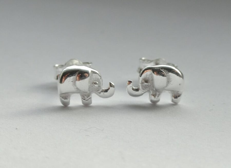 Silver elephant stud earrings