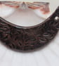 Bronze Leaf Pattern Ceramic Crescent Bib Pendant - Image 1