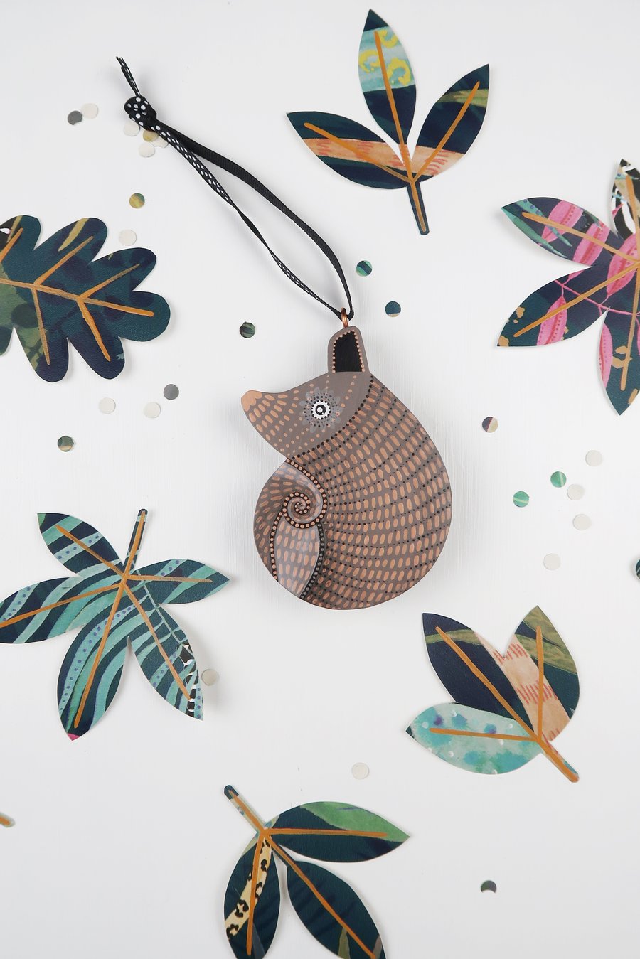 Armadillo Christmas tree hanging decoration, cute animal stocking filler.