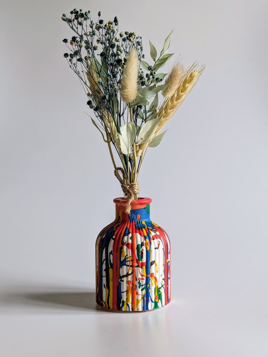 Rainbow Bud Vase, Paint Splatter Design
