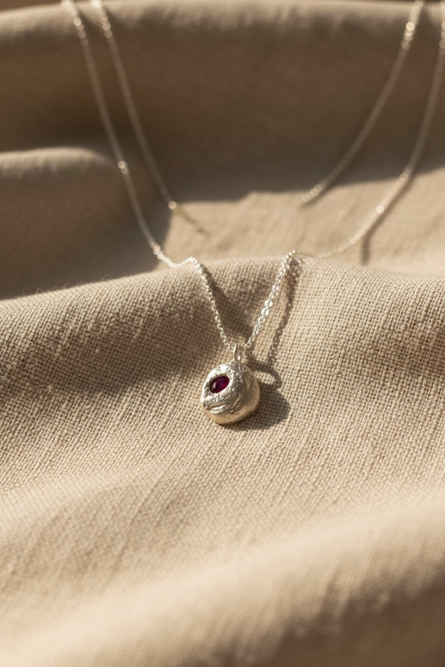 Molten Silver Pendant with Ruby – One of a Kind
