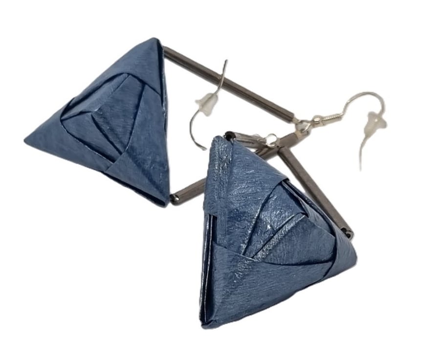 Origami pearlescent paper earrings 