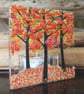 Handmade Fused Glass 'Autumn Tree' T Light Holder - Image 2