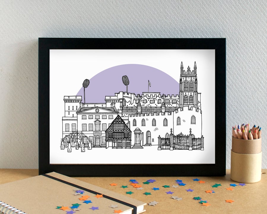 Taunton Skyline Art Print
