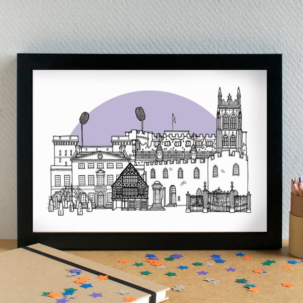 Taunton Skyline Art Print