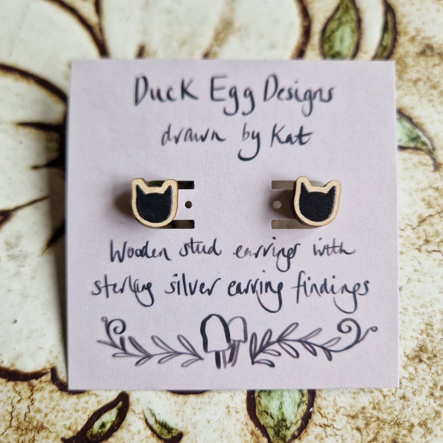 Black Cat Stud Earrings