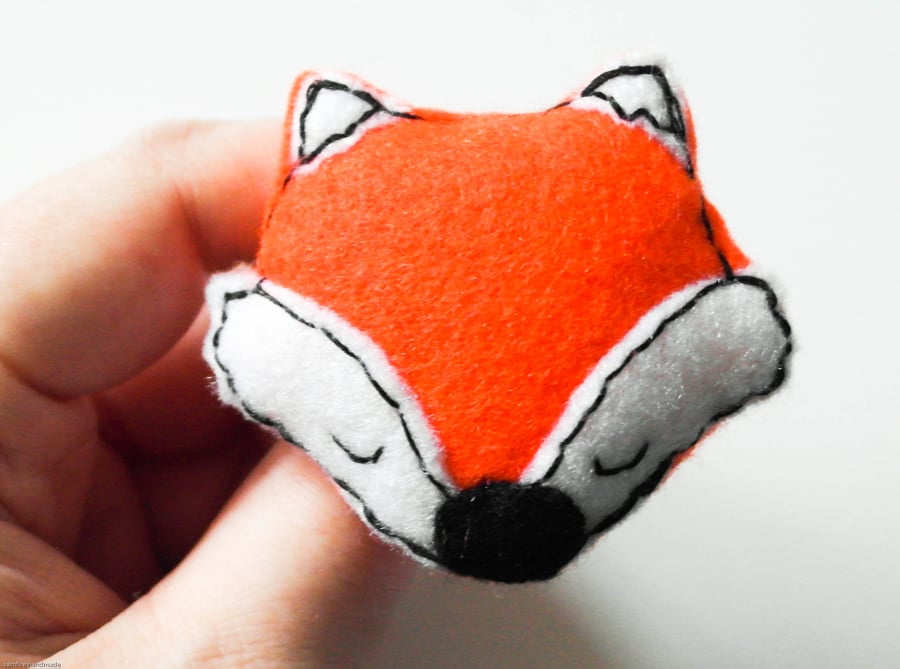 Perfectly Imperfect Fox Felt Brooch. Handmade Woodland Animal Pin,  Cute Fox 