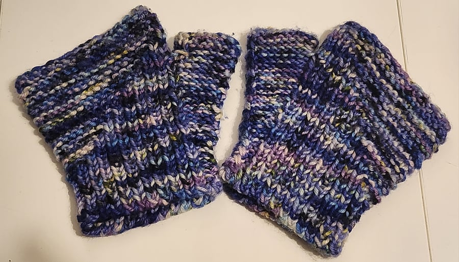 'Woven Together' hand-knitted short fingerless gloves
