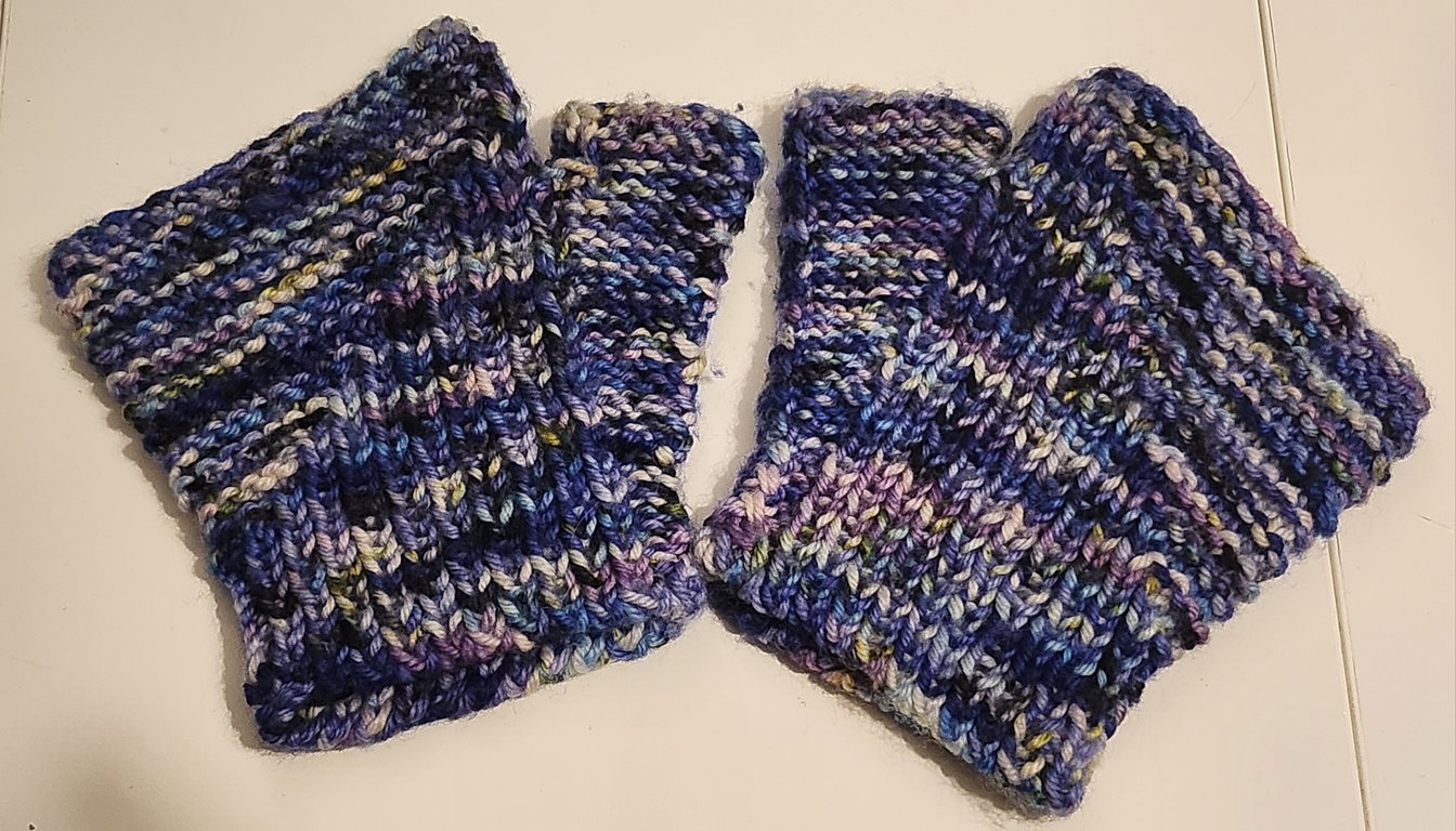 'Woven Together' hand-knitted short fingerless gloves