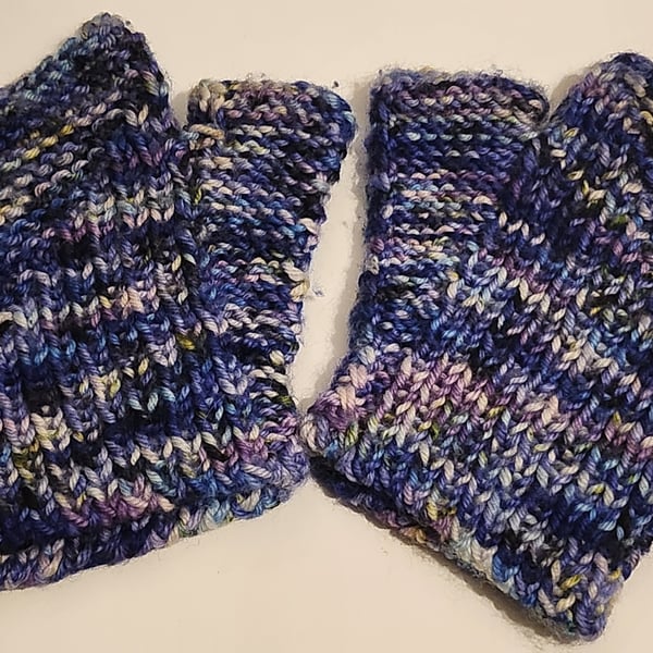 'Woven Together' hand-knitted short fingerless gloves