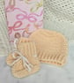 Merino Wool Beanie and Bootie Set Light Yellow