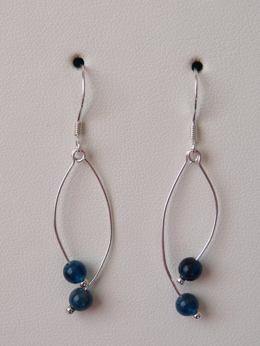 Apatite Twin Drop Earrings - Sterling Silver - Handmade