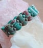 Green Rainforest Jasper Rectangular Beaded Stretch Cuff Bracelet - Image 7