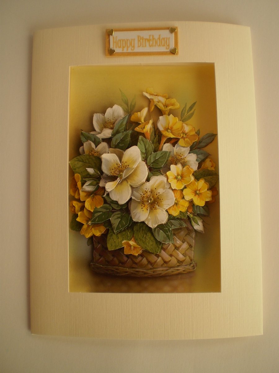 Decoupage flower birthday card,handmade,personalise