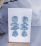 Marbled blue, white and silver earrings  - Image 5