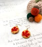 Burnt orange maple leaf fabric button dangle earrings autumn lover - Image 4