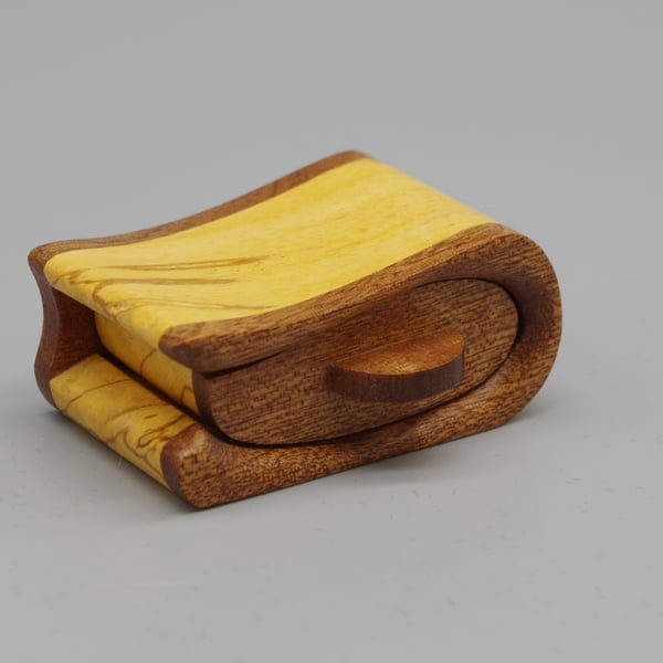 Handmade "mini" wooden trinket, jewel box. Bandsaw Box.