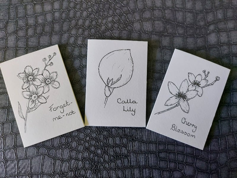 Set of 3 Hand-Drawn Botanical Notelets (A6) - With Envelopes