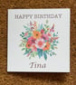 Floral Birthday Card Watercolour Bouquet, Personalised Foiled Message (6x6 Inch) - Image 3