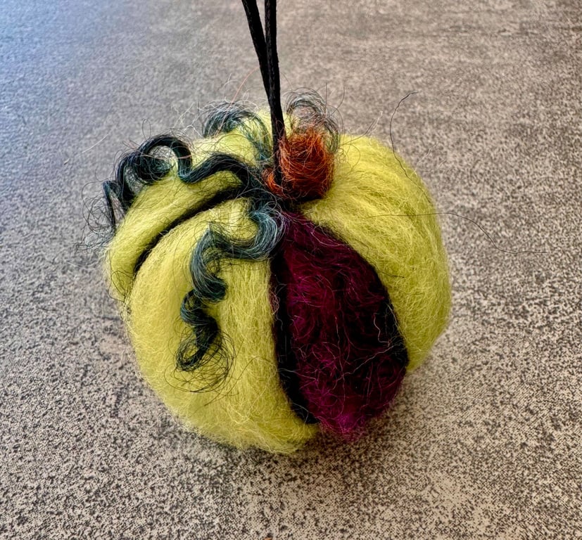 Hand Felted Pumpkin Hanging Decoration 