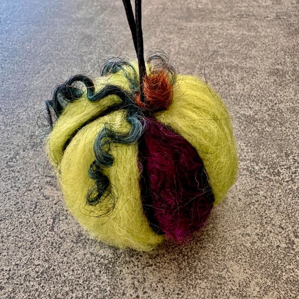 Hand Felted Pumpkin Hanging Decoration 