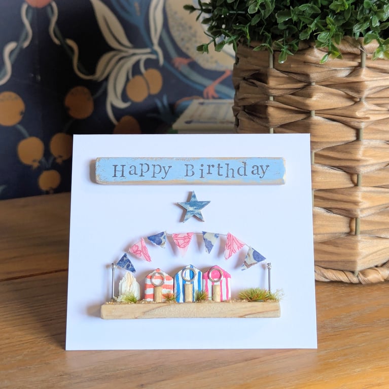 Birthday Card With Removable Wooden Beach Hut Gift