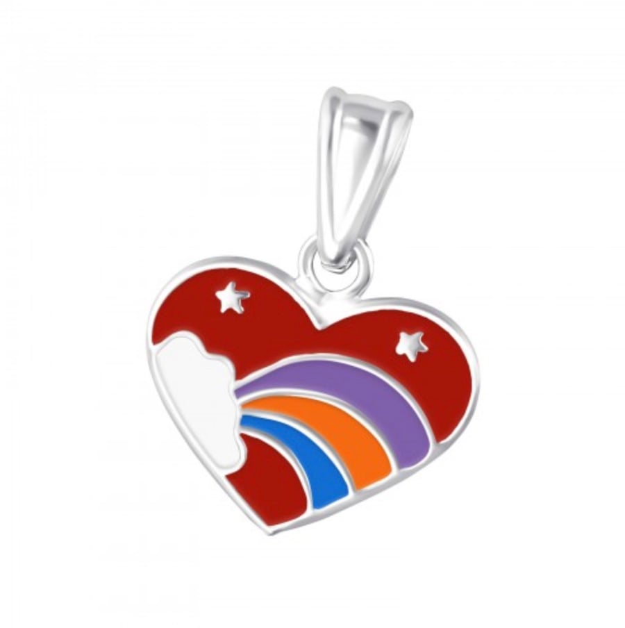 Sterling Silver Colourful Love Heart Charm