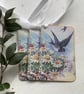 GIFT TAGS, Vintage -style.   ( set of 3 ) 'Bluebirds ' .Daisies . Summer.