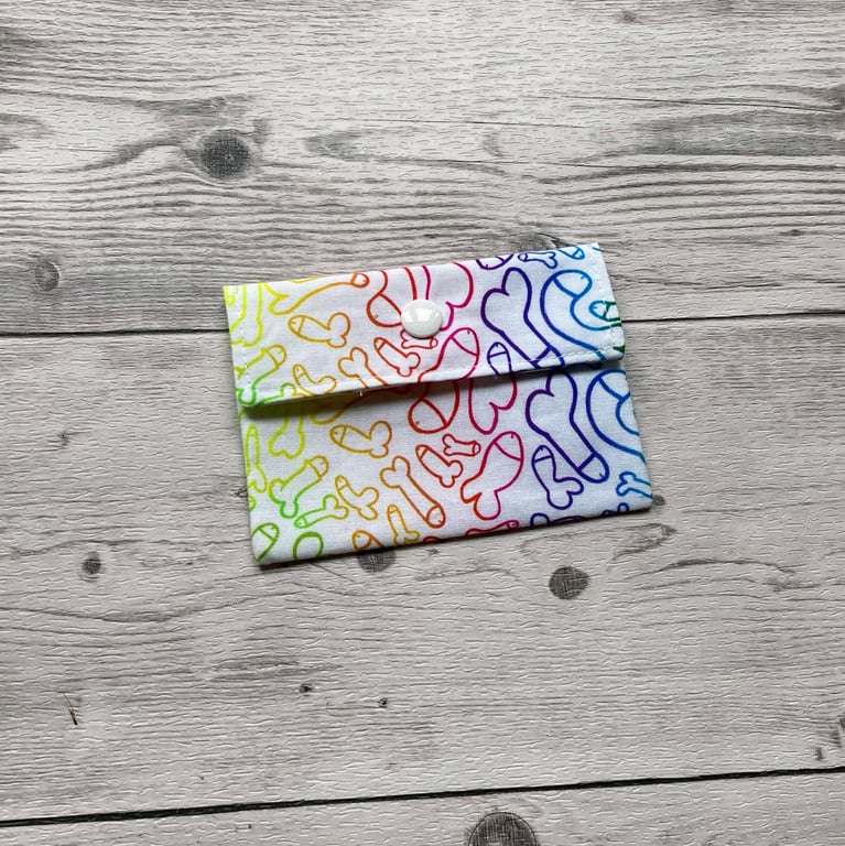 Fun willy themed fabric card holder pouch. Loyalty, credit, debit cards purse. 