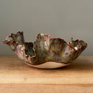 Handmade ceramic bowl, stoneware wavy key bowl, hall decor, trinket bowl