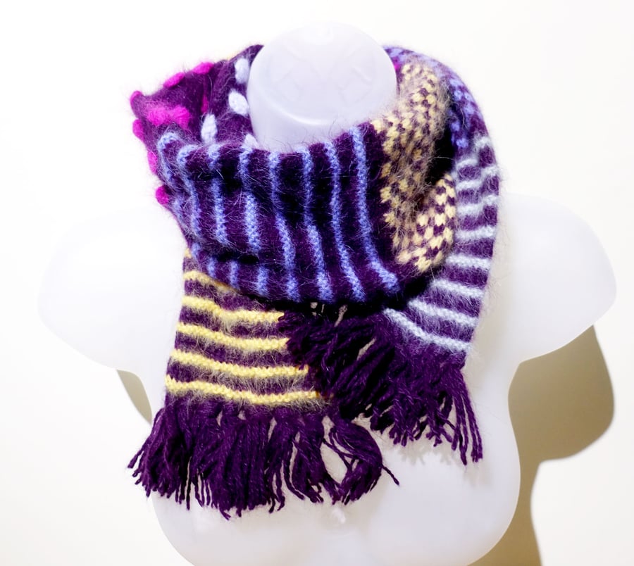 Hand Knit Super Soft Recycled  Ethical Angora Scarf Winter Neckwear