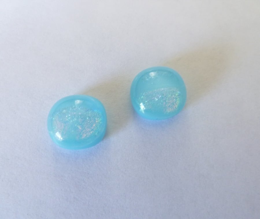 blue dichroic fused glass cabochons