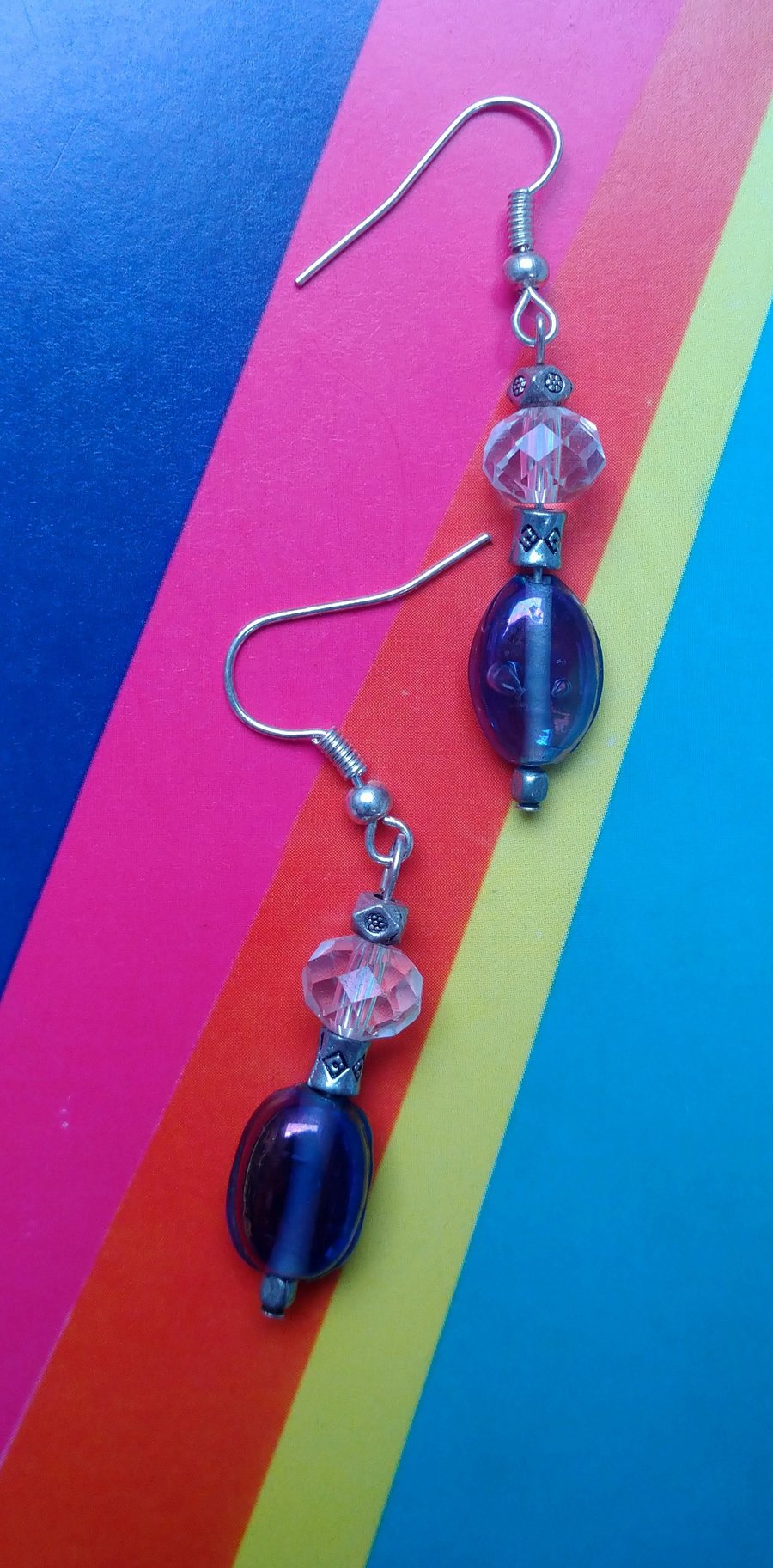 Purple Glass and Crystal Earrings